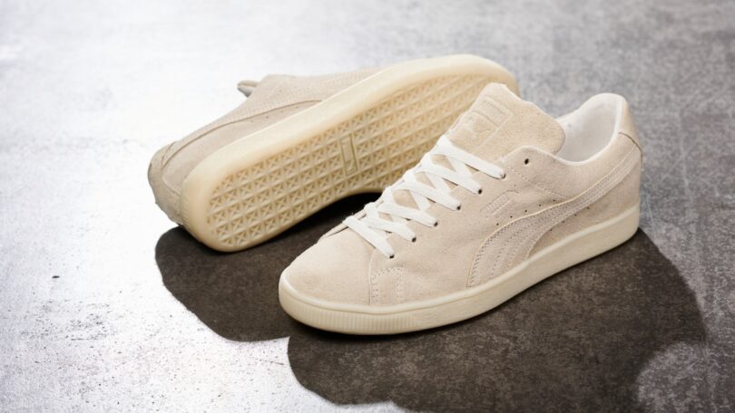 A Puma desenvolveu uma versão experimental dos seus ténis SUEDE, para testar o produto de forma a torná-los biodegradáveis.